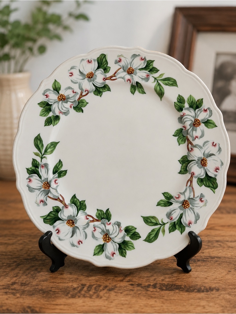 Vintage Syracuse China Dogwood 11.5” Round Platter Chop Plate USA Scalloped